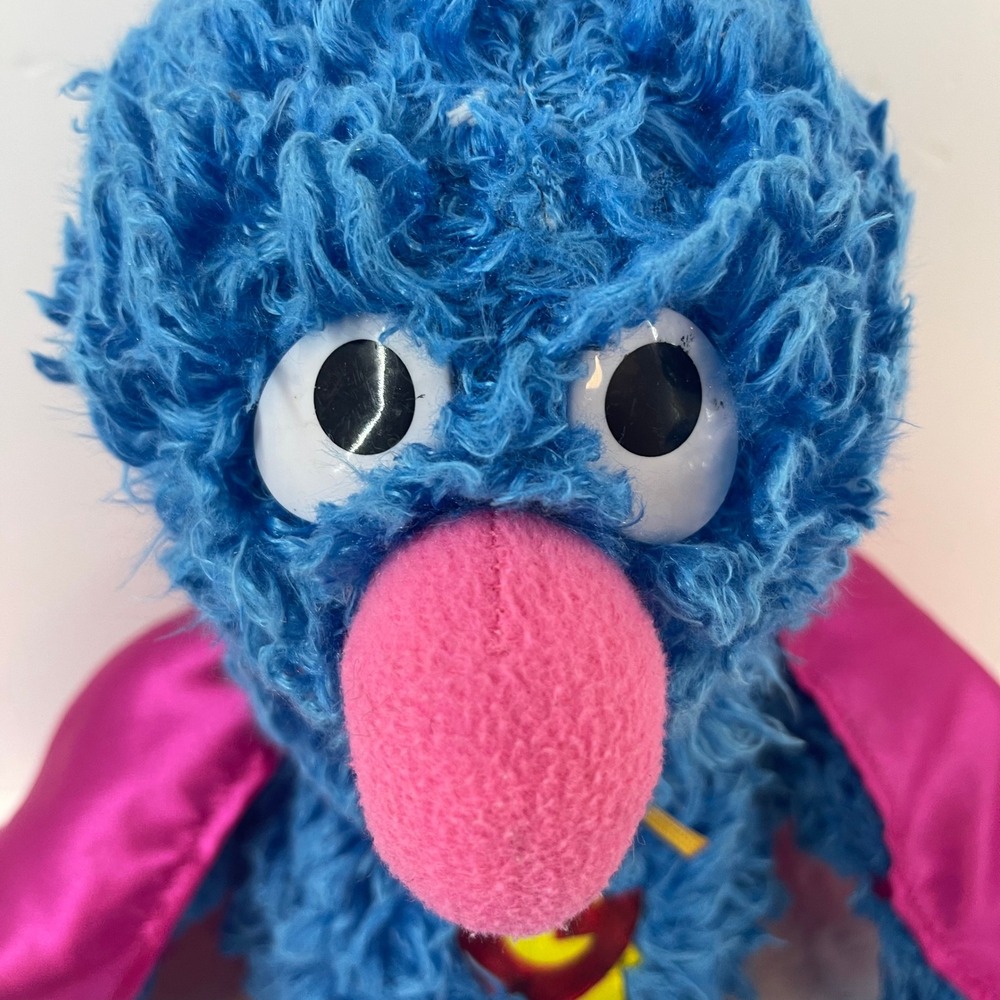 Sesame Street Super Grover Plush Toy Kids Blue Superhero Cape - Picture 3 of 13